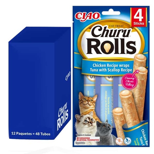 [CHU-IN0732] Churu Rolls receta de atún con vieira 12x(4x10g)