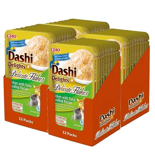 [CHU-IN0896-4] Dashi Delight Delicate Flakes Pollo, Atún y Vieira 4x(12x40g)