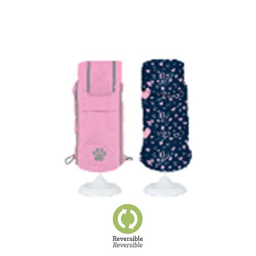 [305X-PL/PE53719] IMPERMEABLE REVERSIBLE ROSA-LOVE 40CM
