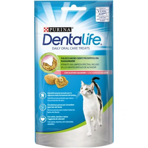 [12439946] DENTALIFE Daily Oral Care Gato - Snacks Dentales Sabor Salmón (8x40g)