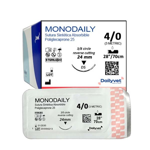 [UVDMO40] MONODAILY 4/0 PGC25 "△" (12ud) SUTURA