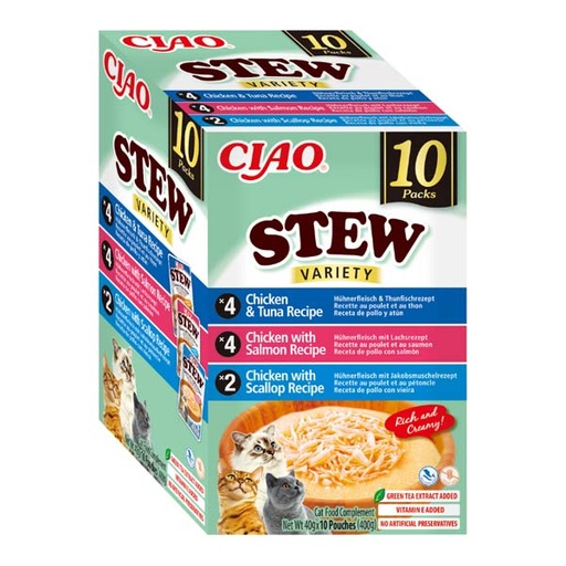 [CHU-IN0806] Churu CAT  STEW Multipack Salmón&Atún&Vieira (10x40)