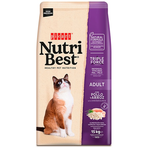 [02435188] NUTRIBEST CAT Pollo y arroz 8KG